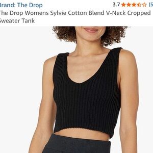 Women’s Black Sylvie Cotton Blend V-Neck Cropped Sweater Tank